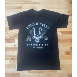 Guns N Roses Paradise City Skull Graphic T Shirt Black Size SM